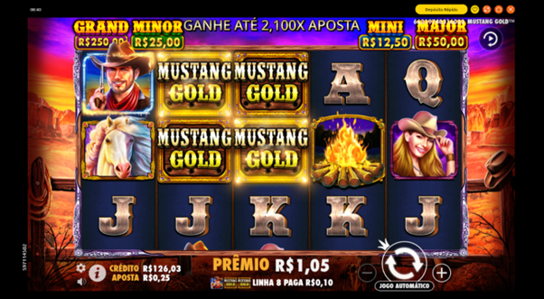 Wilds empilhados no Mustang Gold formando combina&ccedil;&otilde;es